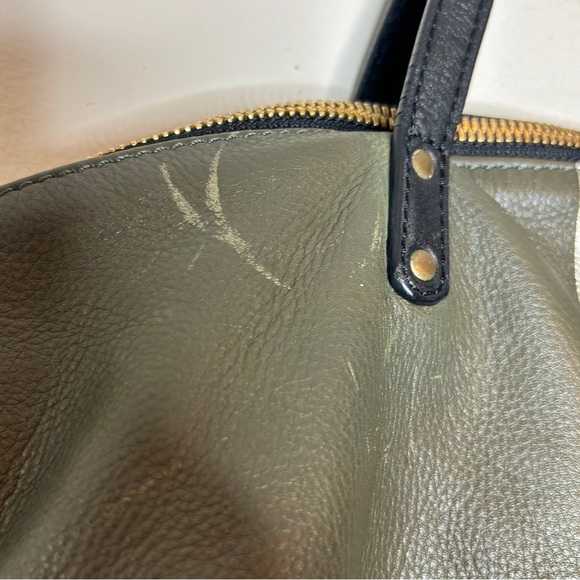 Kempton & Co Grayish Green Black Silver Slouchy Leather Bag Gold Hardware - Picture 8 of 13